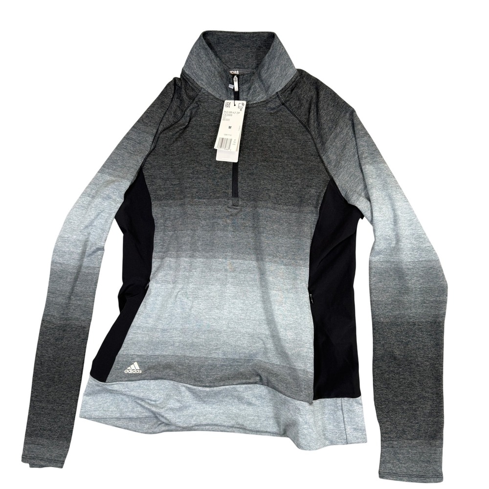 NWT Adidas Golf Range Wear Half Zip Sweatshirt Grey Ombre CE2999 Womens Medium